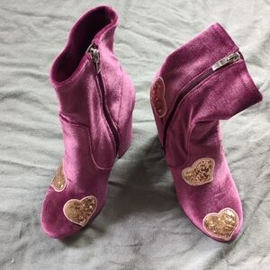 Marc Fisher Purple Heart-Embellished Heeled Boots - Custom!! Size 7